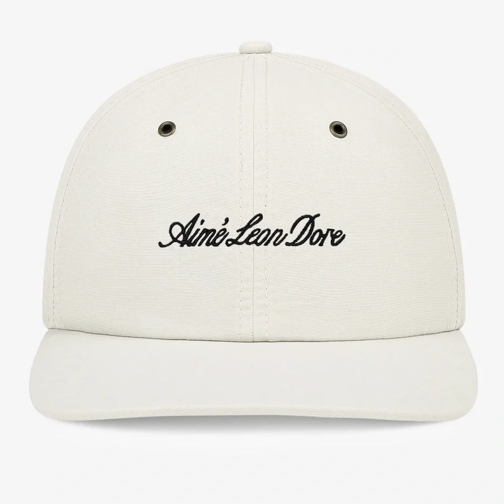NEW AIME LEON DORE Embroidered Script Sport nylon 6 panel Hat cap silver Burch